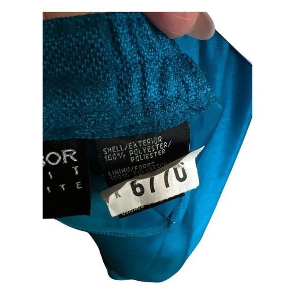 Sag Harbor Suit Womens 2 Piece Skirt Suit Peacock Deep Aqua Textured Size 14P - Picture 11 of 16
